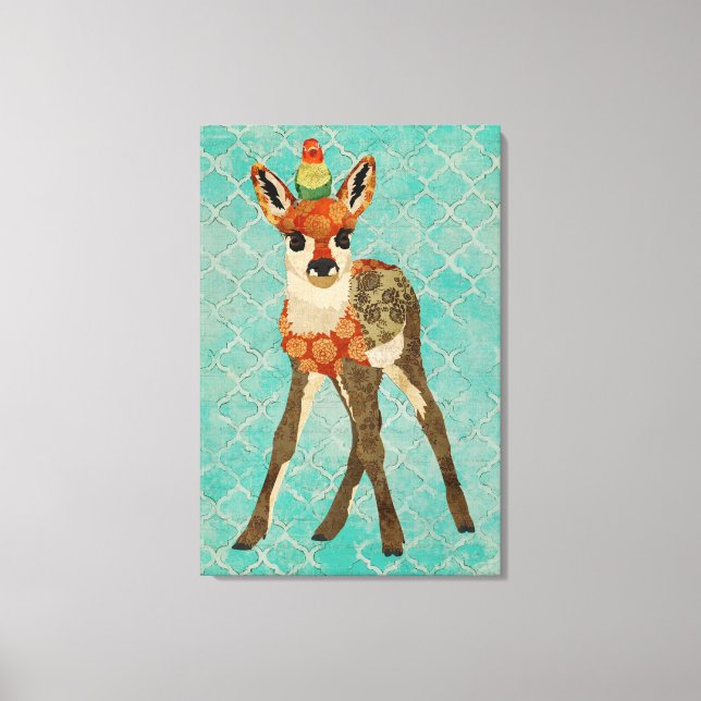 Little Fawn & Bird Canvas Print (Front)