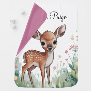 Little Fawn Deer Girl Baby Shower Gift Blanket