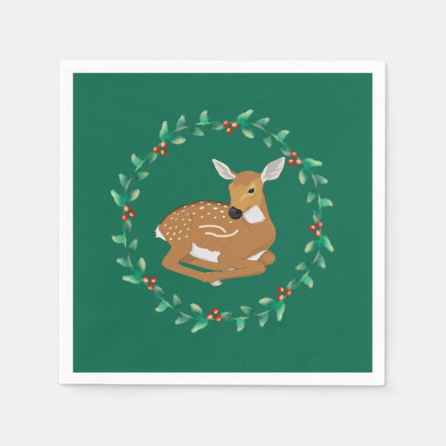 Little Fawn Garland Christmas Paper Napkins