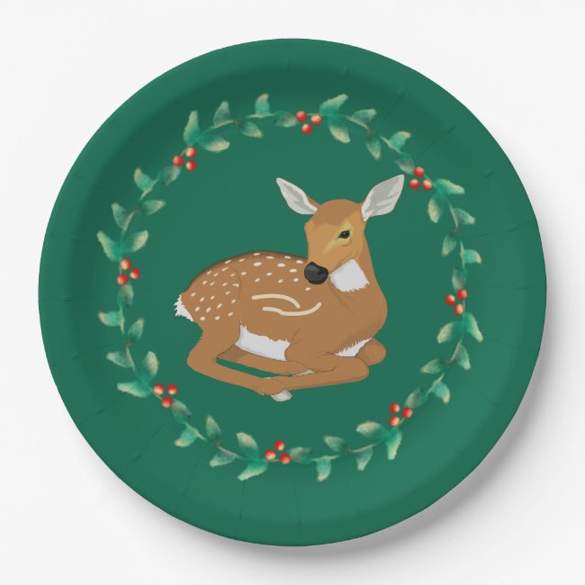Little Fawn Garland Christmas Paper Plates