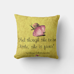 Little Fierce Quote Fairy Butterfly Throw Pillow