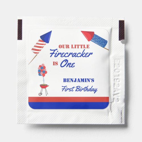  Little Firecracker 1st Birthday 4th of July Hand Sanitizer Packet