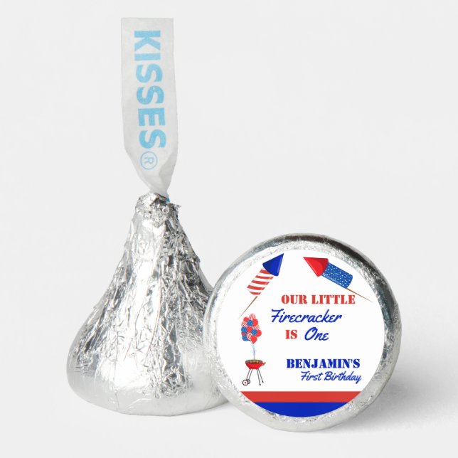  Little Firecracker 1st Birthday 4th of July Hershey®'s Kisses® (Front)