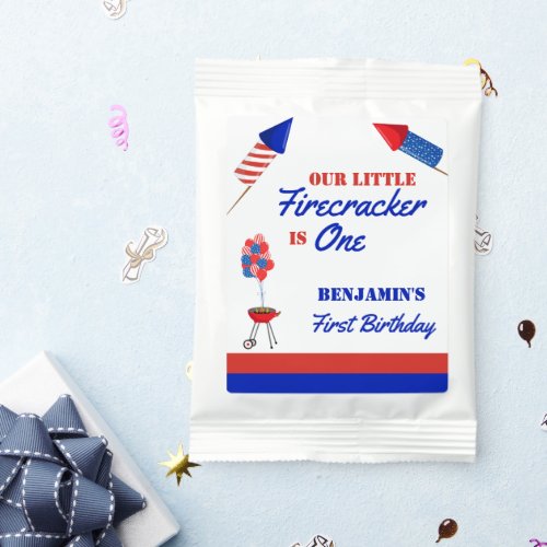  Little Firecracker 1st Birthday 4th of July Hot Chocolate Drink Mix
