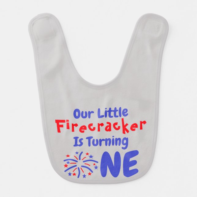 Little Firecracker 1st Birthday Baby Bib (Front)