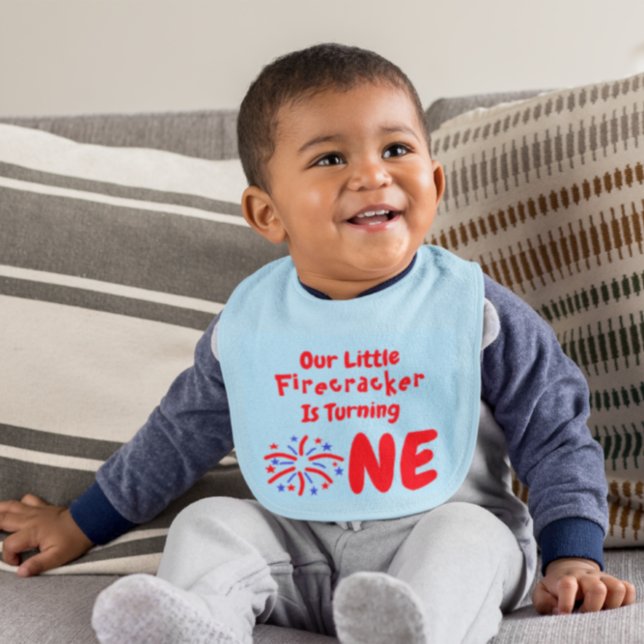 Little Firecracker 1st Birthday Baby Bib (Creator Uploaded)