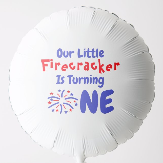 Little Firecracker 1st Birthday Balloon (Front)