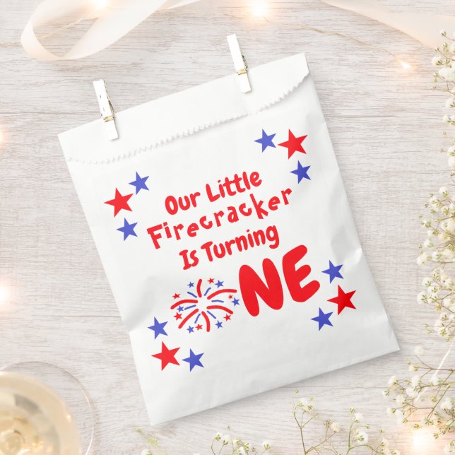 Little Firecracker 1st Birthday Favor Bag (Clipped)