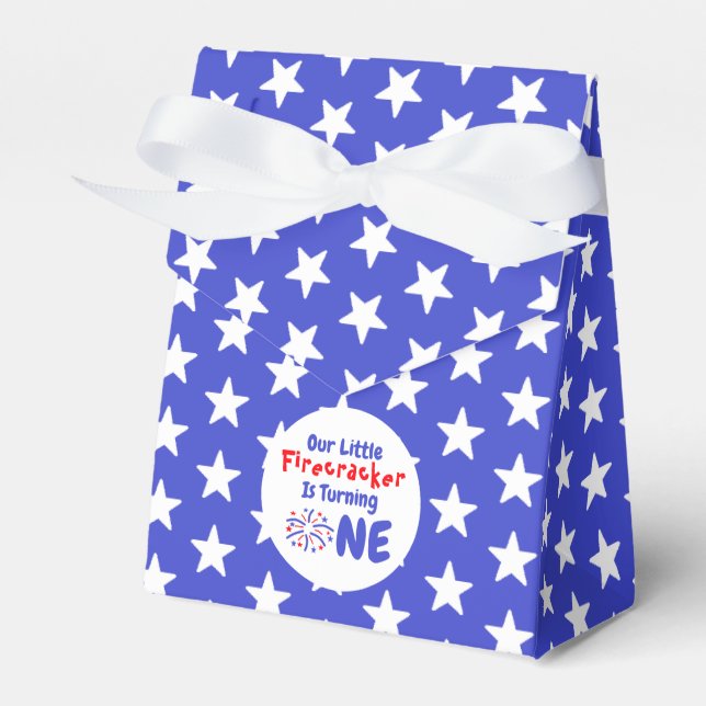 Little Firecracker 1st Birthday Favor Boxes (Front Side)