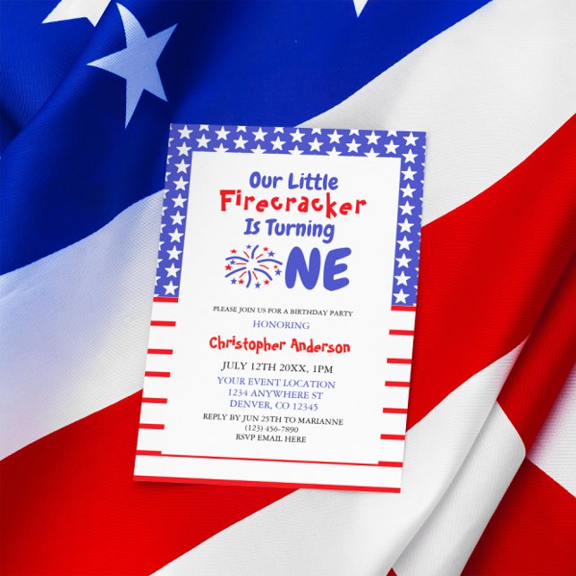 Little Firecracker 1st Birthday Invitation (Creator Uploaded)