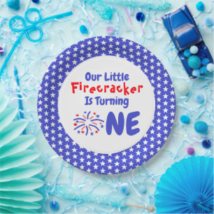 Little Firecracker 1st Birthday Paper Plates
