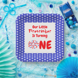 Little Firecracker 1st Birthday Paper Plates