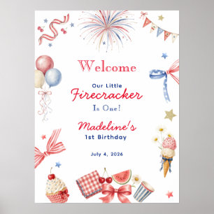 Little Firecracker 1st Birthday Welcome Sign