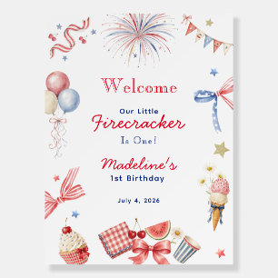 Little Firecracker 1st Birthday Welcome Sign