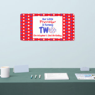 Little Firecracker 2nd Birthday Banner