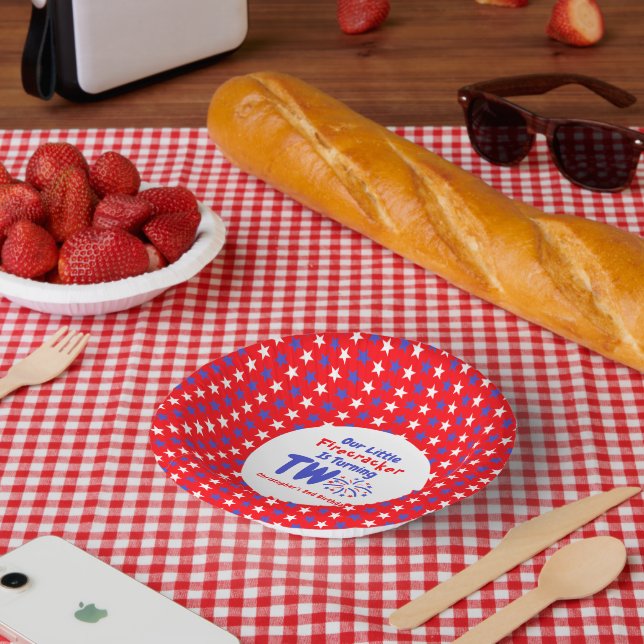 Little Firecracker 2nd Birthday Paper Bowls (Picnic)
