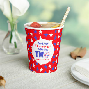 Little Firecracker 2nd Birthday Paper Cups