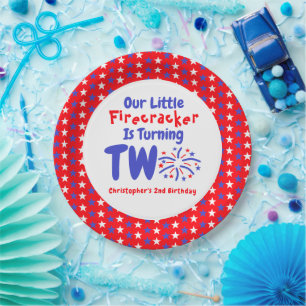 Little Firecracker 2nd Birthday Paper Plates
