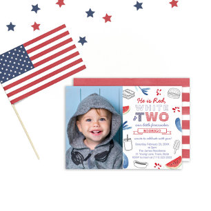 Little Firecracker 2nd Birthday Party Picture Invitation