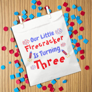 Little Firecracker 3rd Birthday Favor Bag