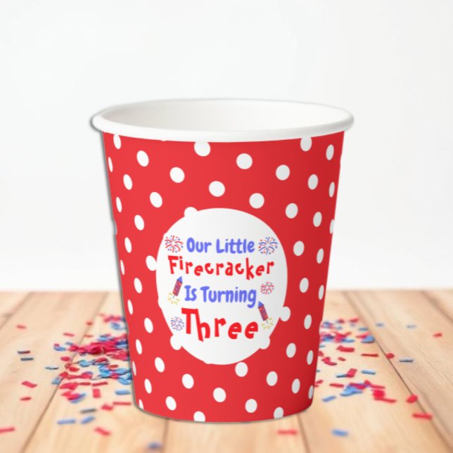Little Firecracker 3rd Birthday Paper Cups (Creator Uploaded)