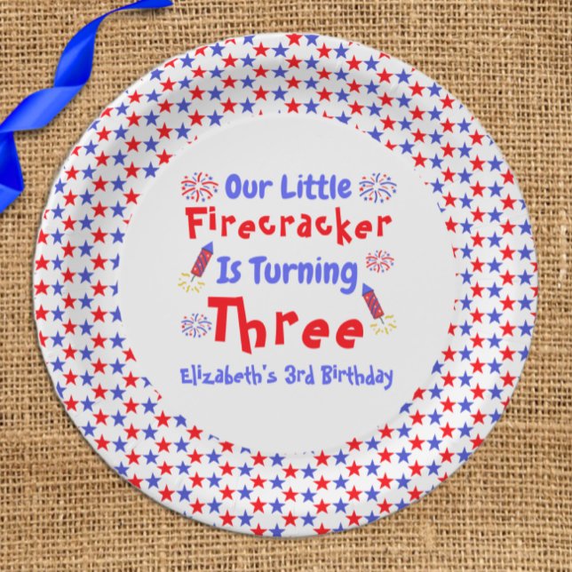Little Firecracker 3rd Birthday Paper Plates (Creator Uploaded)