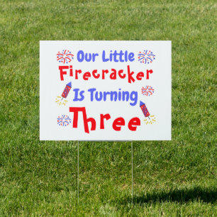 Little Firecracker 3rd Birthday Sign