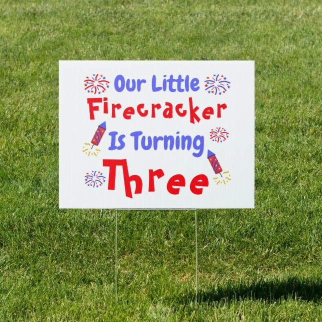 Little Firecracker 3rd Birthday Sign (Insitu)