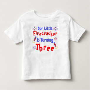 Little Firecracker 3rd Birthday Toddler T-shirt