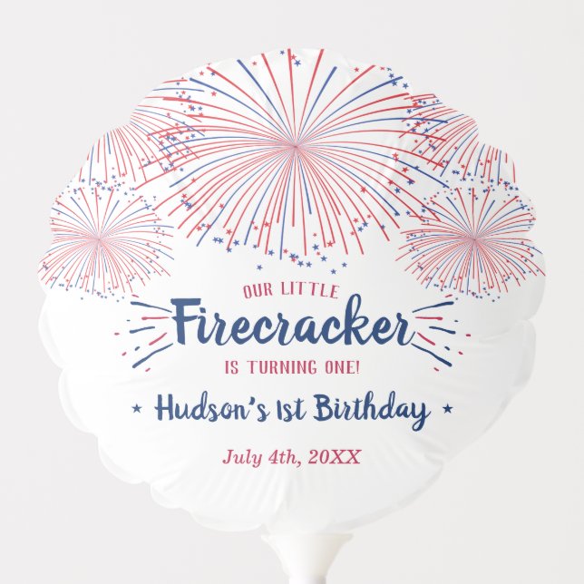 Little Firecracker 4th Of July 1st Birthday Balloon (Front)