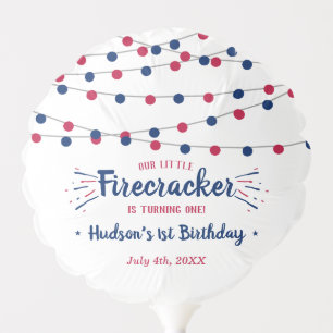 Little Firecracker 4th Of July 1st Birthday Balloon