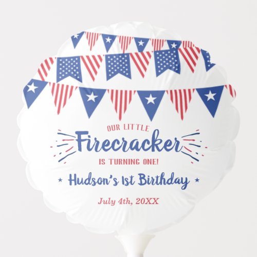 Little Firecracker 4th Of July 1st Birthday Balloon