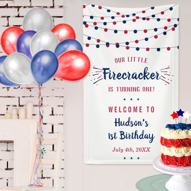 Little Firecracker 4th Of July 1st Birthday Banner (Creator Uploaded)
