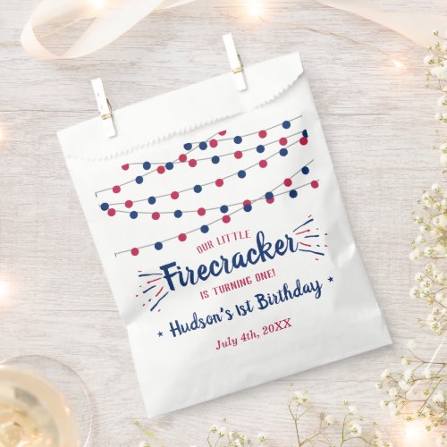 Little Firecracker 4th Of July 1st Birthday Favor Bag