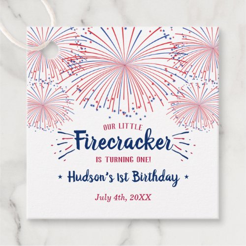 Little Firecracker 4th Of July 1st Birthday Favor Tags