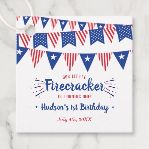 Little Firecracker 4th Of July 1st Birthday Favor Tags