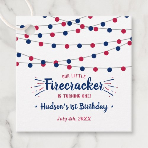 Little Firecracker 4th Of July 1st Birthday Favor Tags