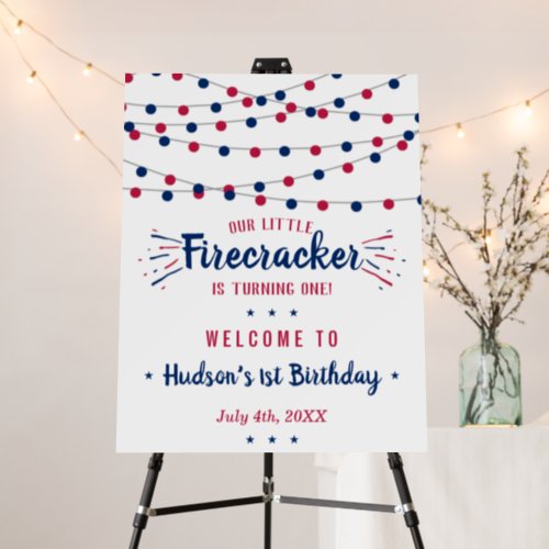 Little Firecracker 4th Of July 1st Birthday Foam Board