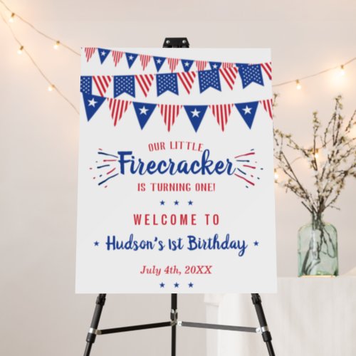 Little Firecracker 4th Of July 1st Birthday Foam Board