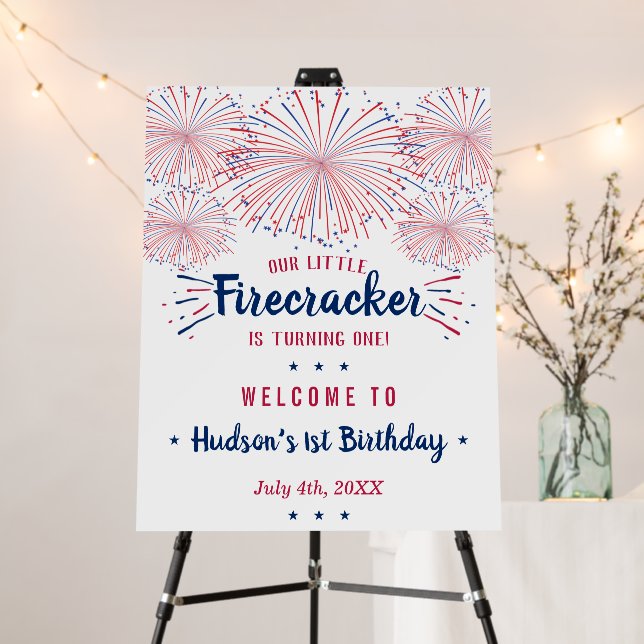 Little Firecracker 4th Of July 1st Birthday Foam Board (In Situ (Stand))