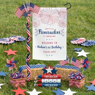 Little Firecracker 4th Of July 1st Birthday Garden Flag