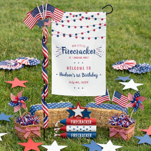 Little Firecracker 4th Of July 1st Birthday Garden Flag