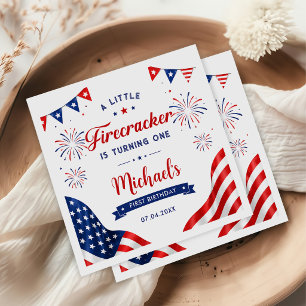Little Firecracker 4th of July 1st Birthday Napkins