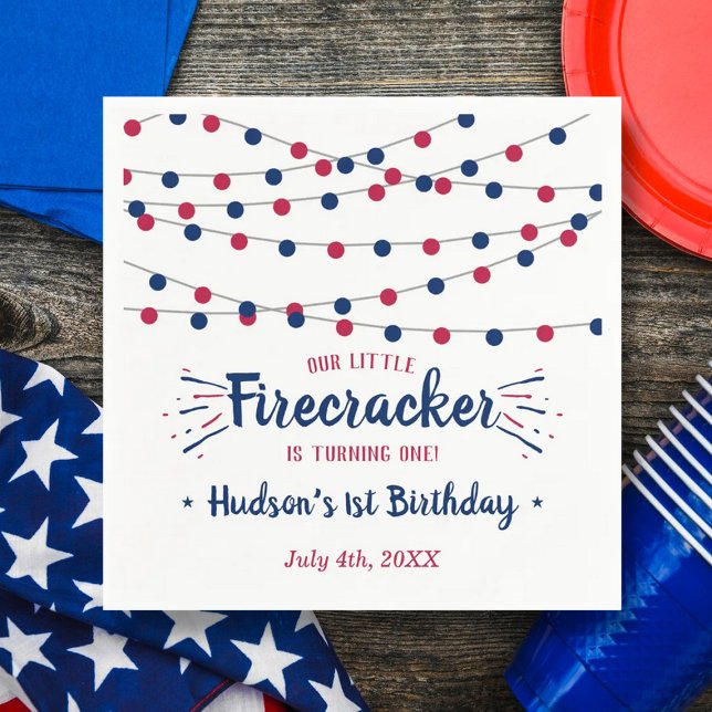 Little Firecracker 4th Of July 1st Birthday Napkins (Creator Uploaded)