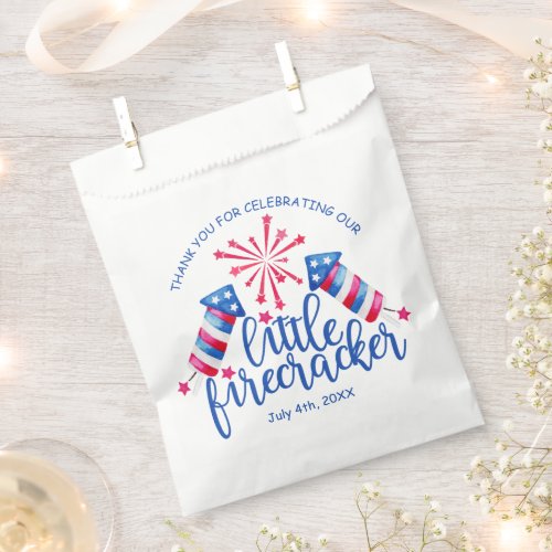 Little Firecracker 4th of July 1st Birthday Party Favor Bag