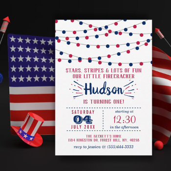 Little Firecracker 4th Of July 1st Birthday Party Invitation by Invitation_Republic at Zazzle