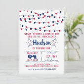 Little Firecracker 4th Of July 1st Birthday Party Invitation (Standing Front)