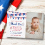 Little Firecracker 4th Of July 1st Birthday Photo Thank You Card