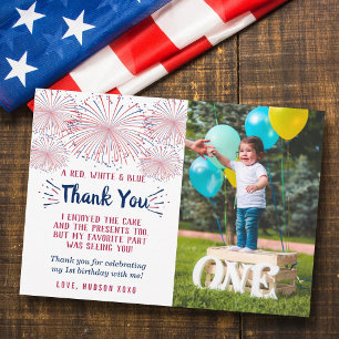 Red, White, and Two Fourth of July Birthday Invitations Watercolor Crest outlet / Fireworks