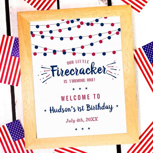 Little Firecracker 4th Of July 1st Birthday Poster